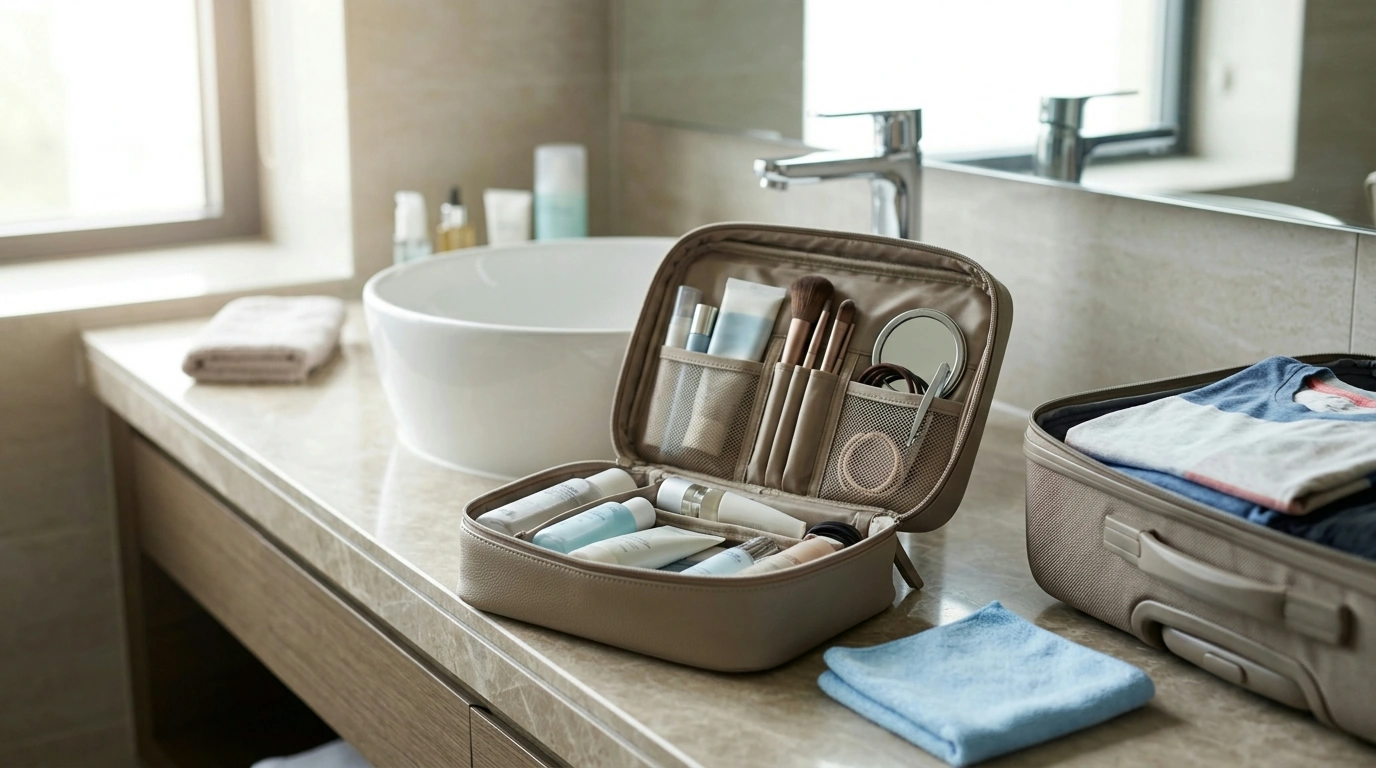 Waterproof PU Travel Makeup Bag: Fast Pack, Easy Clean